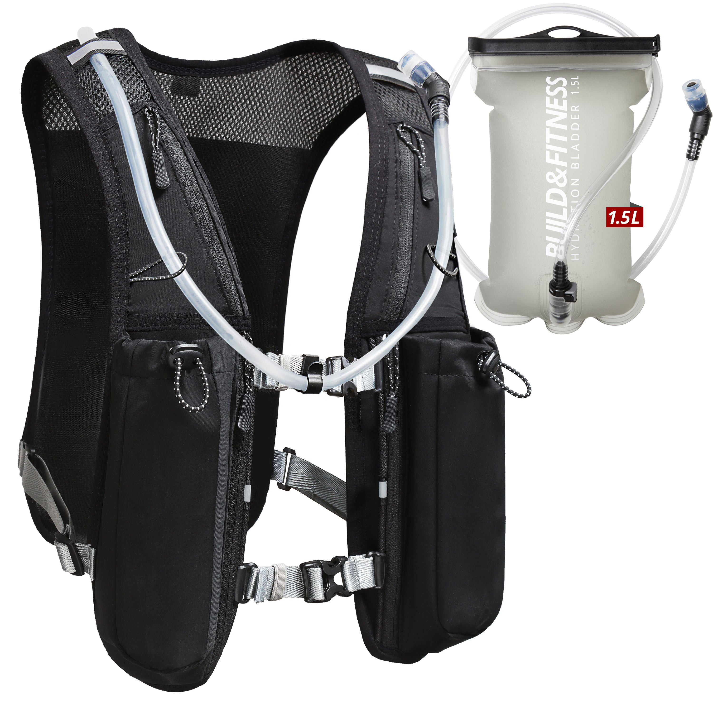 Black Hydration Running Vest + 1.5L Bladder