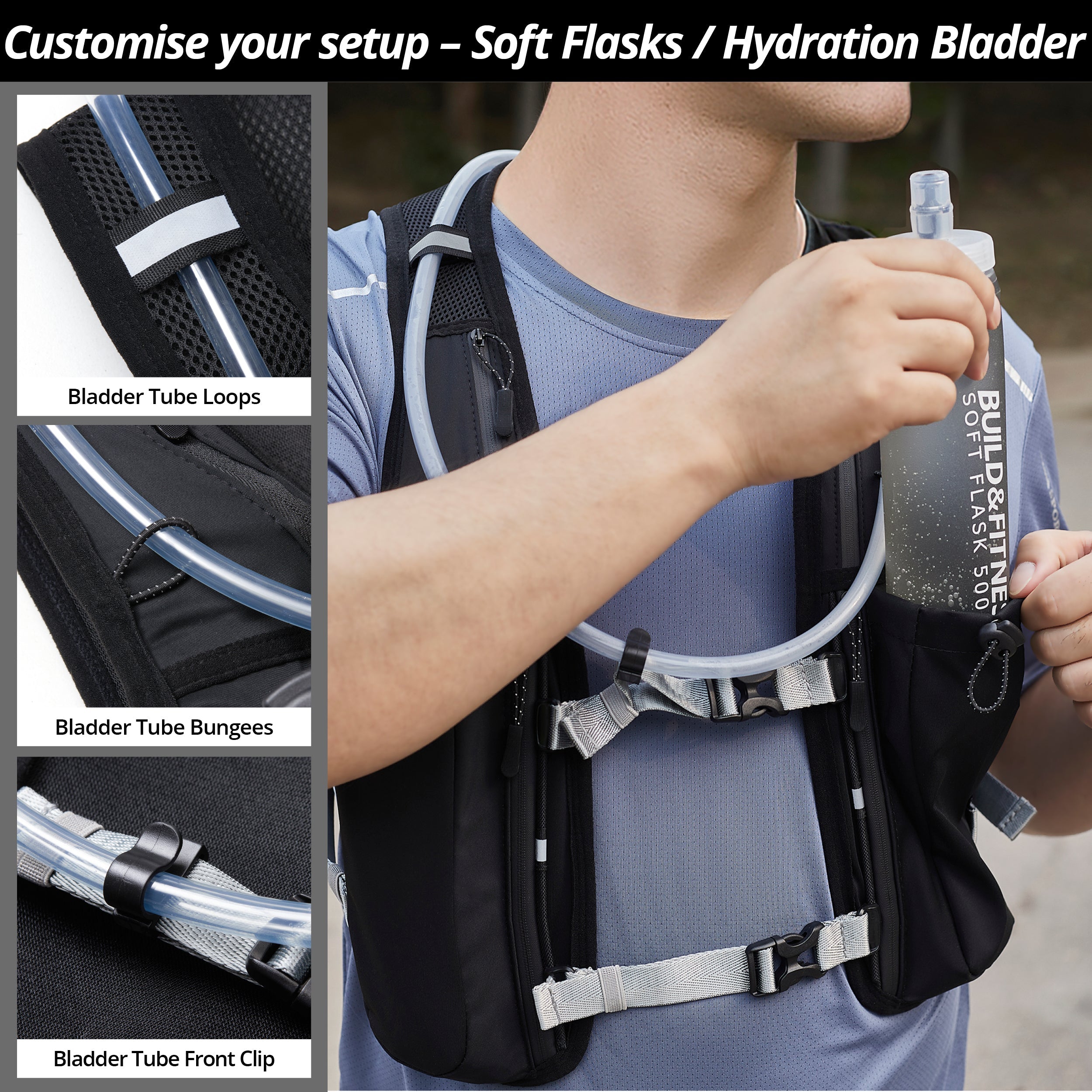 Black Hydration Running Vest + 1.5L Bladder