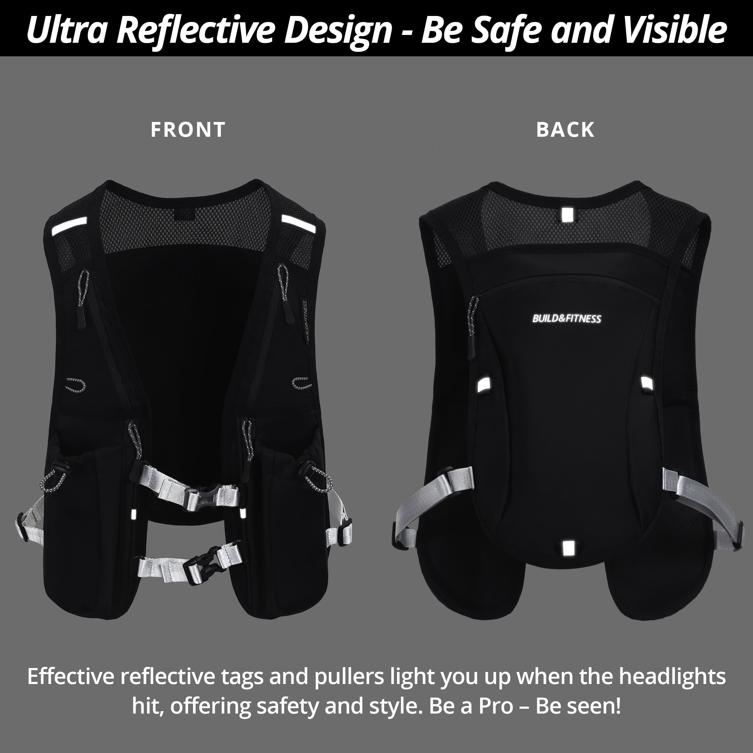 Black Hydration Running Vest + 1.5L Bladder