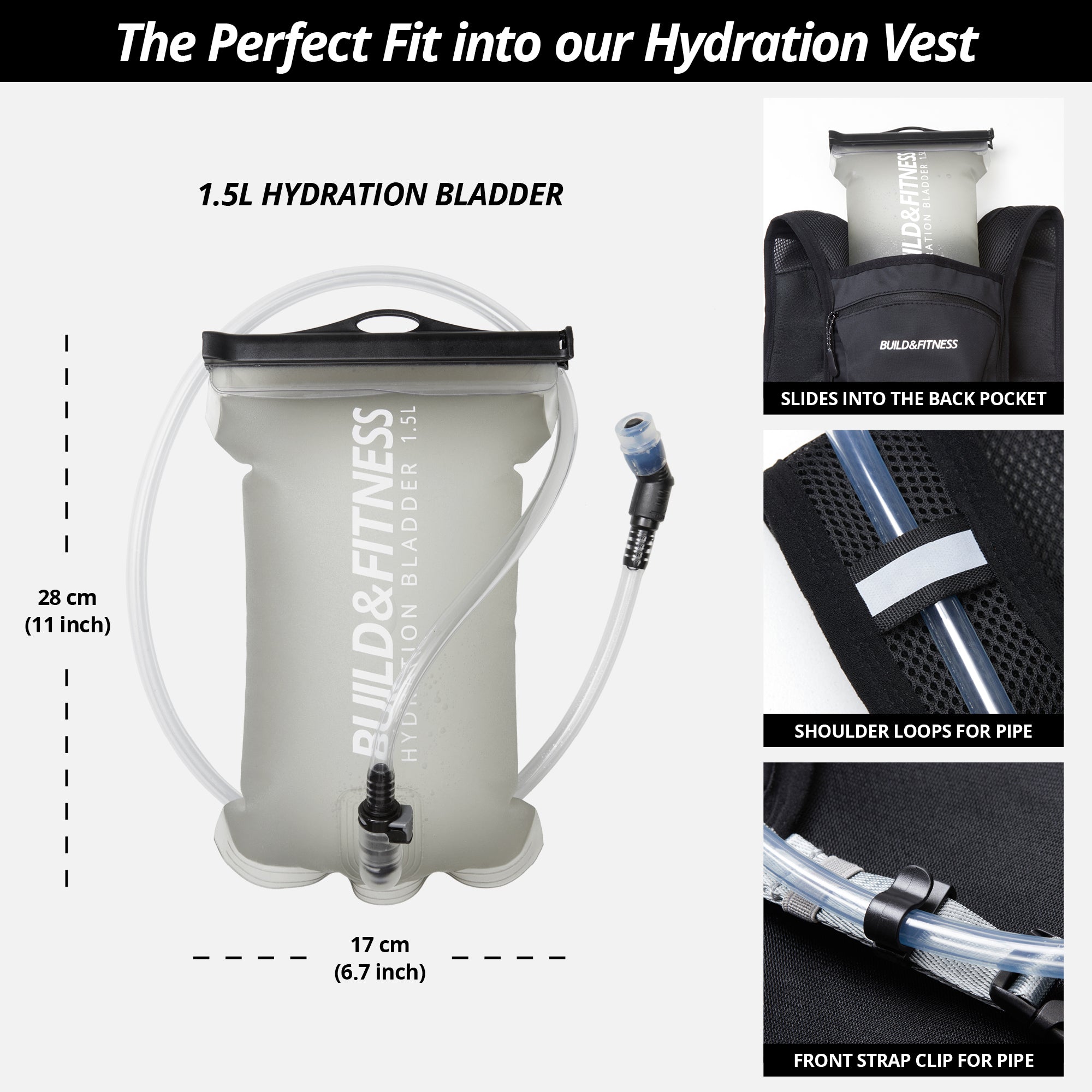 Black Hydration Running Vest + 1.5L Bladder