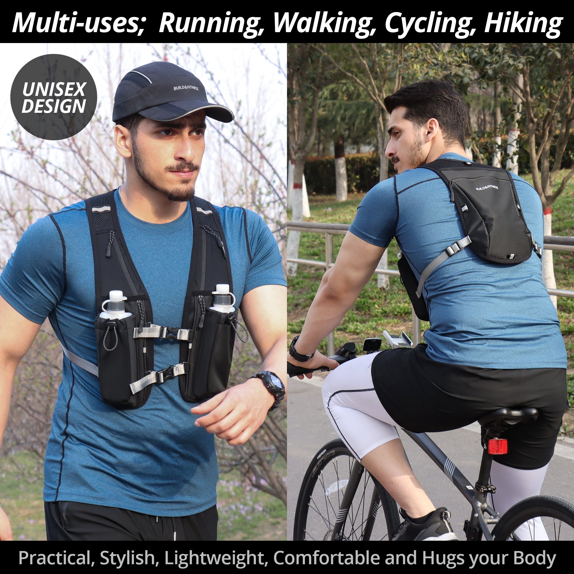 Black Hydration Running Vest + 1.5L Bladder