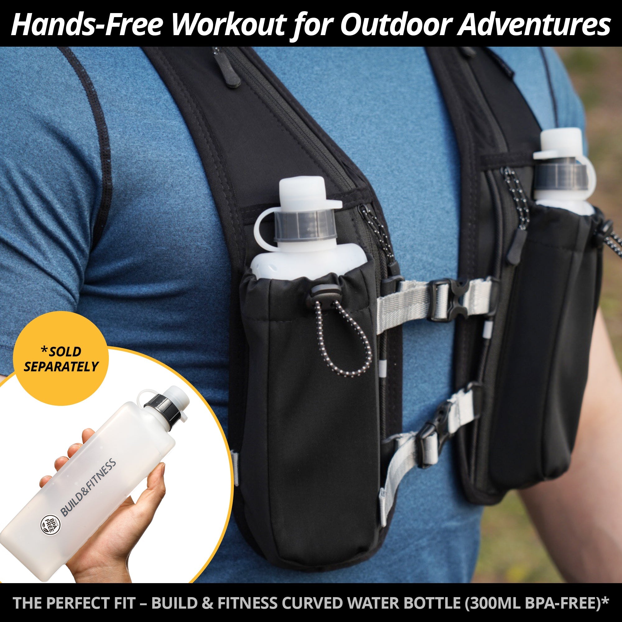 Black Hydration Running Vest + 1.5L Bladder